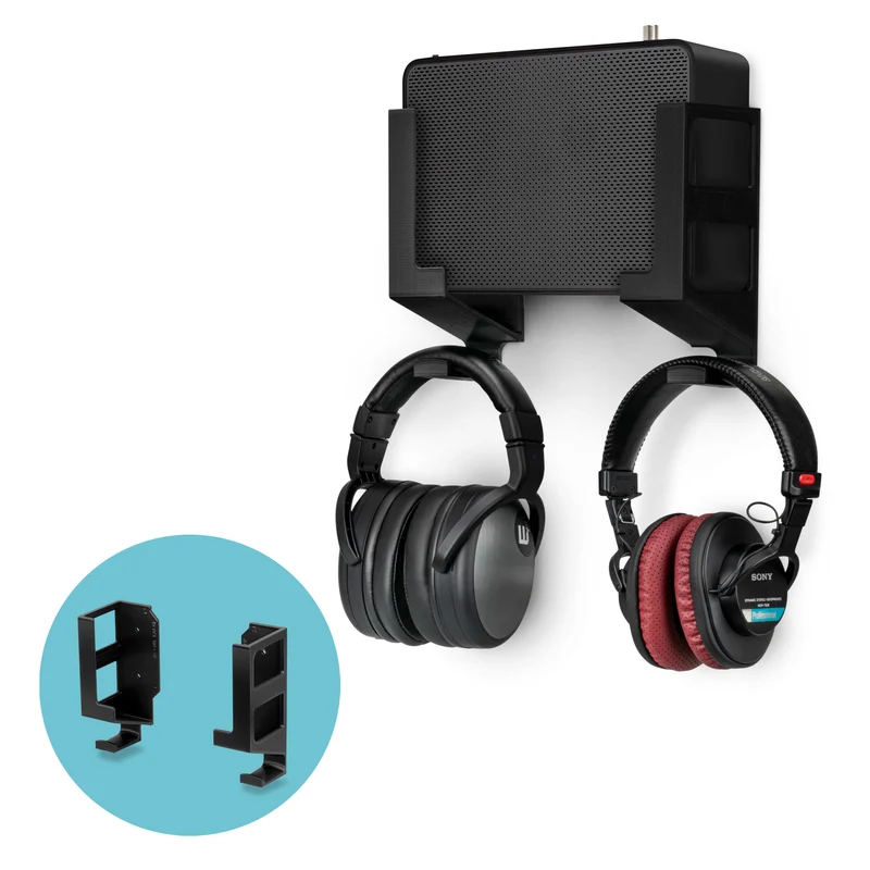 Vertical 3" Wall Mount At Headphone Hanger Holder, Adhesive at Screw-In para sa mga Laptop, Modem Router Mesh TV Cable Box, Network Switch at Higit Pa