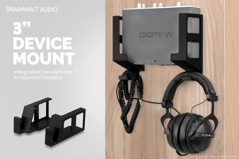 Supporto da parete verticale da 3" e supporto per gancio per cuffie, adesivo e avvitabile per laptop, modem router mesh TV via cavo, switch di rete e altro