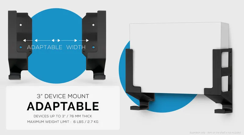 Supporto da parete verticale da 3" e supporto per gancio per cuffie, adesivo e avvitabile per laptop, modem router mesh TV via cavo, switch di rete e altro