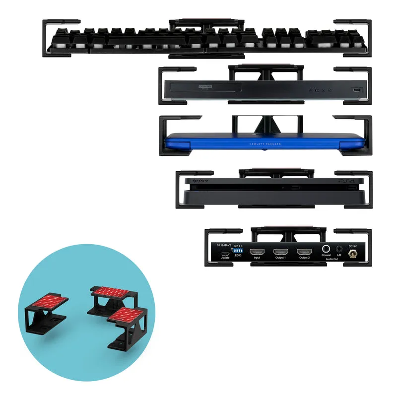 Under Desk Laptop Holder Mount na may Adhesive at Screw Para sa Mga Device tulad ng Mga Laptop Macbook Surface Keyboard Router Modem Cable Box Network Switch at Higit Pa