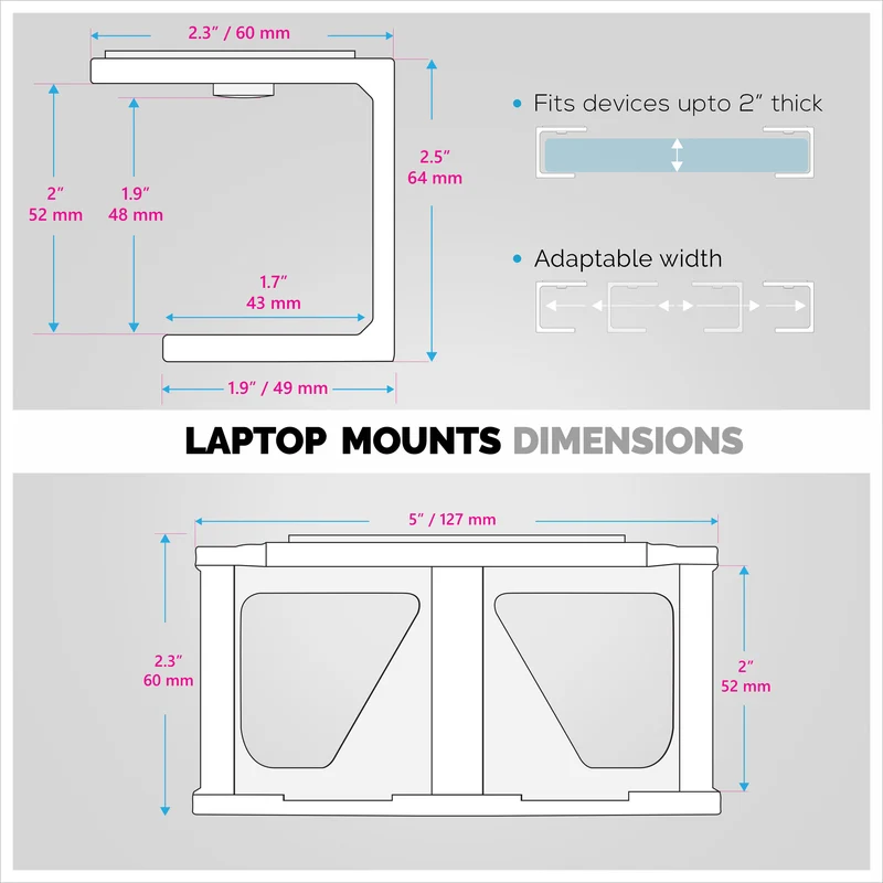 Supporto per laptop sotto la scrivania con adesivo e viti per dispositivi come laptop Macbook Surface Keyboard Router Modem Cable Box Switch di rete e altro