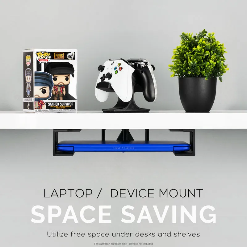 Supporto per laptop sotto la scrivania con adesivo e viti per dispositivi come laptop Macbook Surface Keyboard Router Modem Cable Box Switch di rete e altro