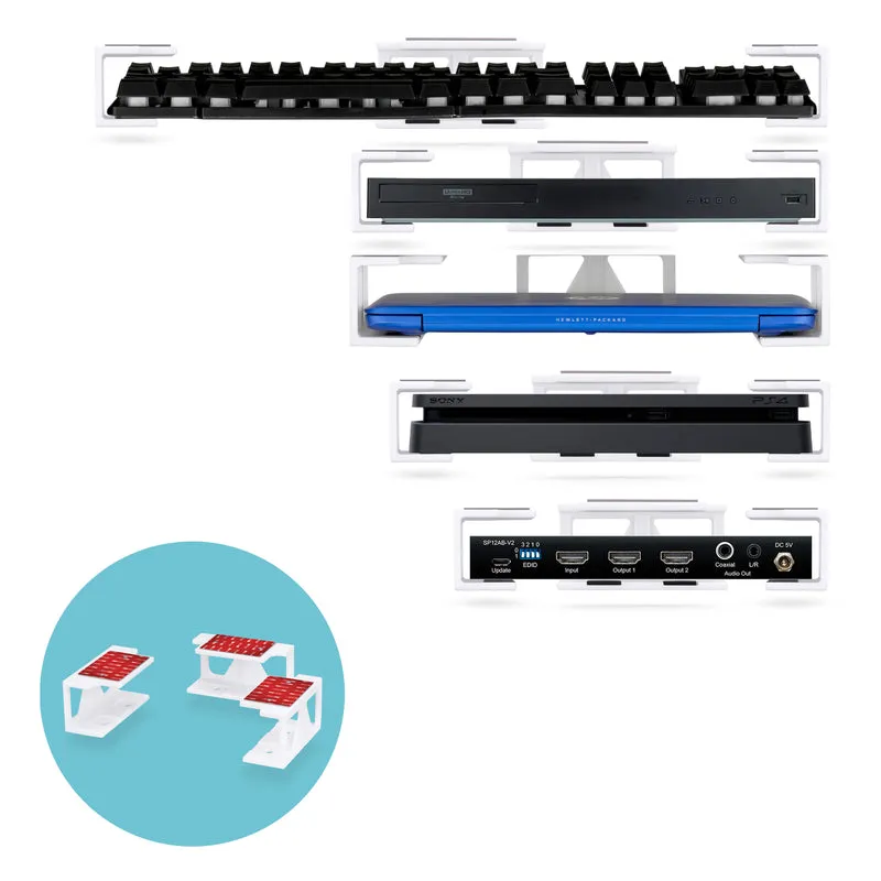 Supporto per laptop sotto la scrivania con adesivo e viti per dispositivi come laptop Macbook Surface Keyboard Router Modem Cable Box Switch di rete e altro