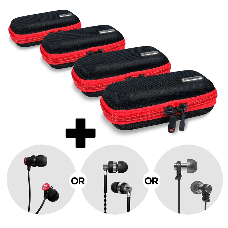Malapad na Earphone Case Four Pack + Random na Set ng Earbuds - Bundle Deal