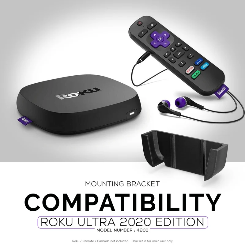 Roku Ultra 2020 Wall & TV Mount - Adhesive Holder, Walang Screw o Gulong