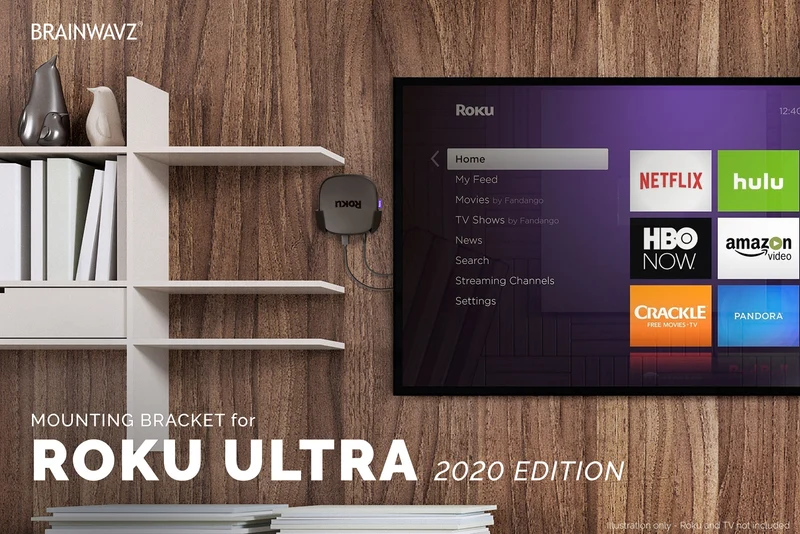 Roku Ultra 2020 Wall & TV Mount - Adhesive Holder, Walang Screw o Gulong