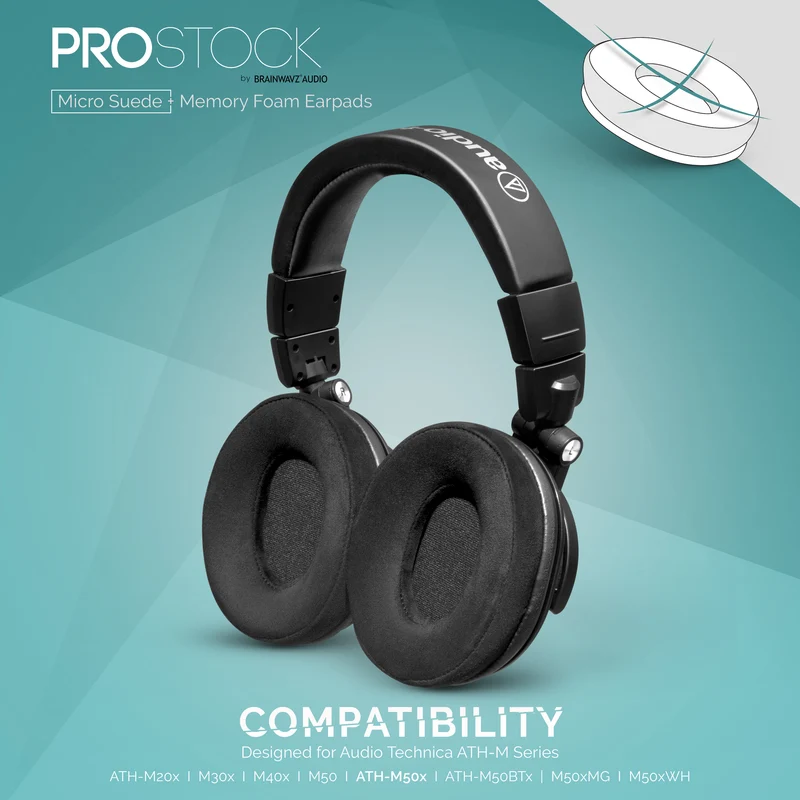 ProStock ATH M50X & M Series Replacement Earpads - Custom Designed Shape na may Memory Foam - Micro Suede