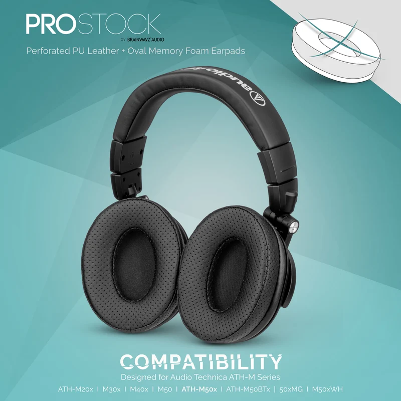 ProStock ATH M50X & M Series Replacement Earpads - Custom Designed Shape na may Memory Foam - Perforated