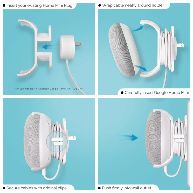 Google Nest Home Mini - Supporto per presa a muro
