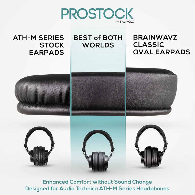 ProStock ATH M50X & M Series Replacement Earpads - Custom Designed Shape na may Memory Foam - Sheepskin Leather