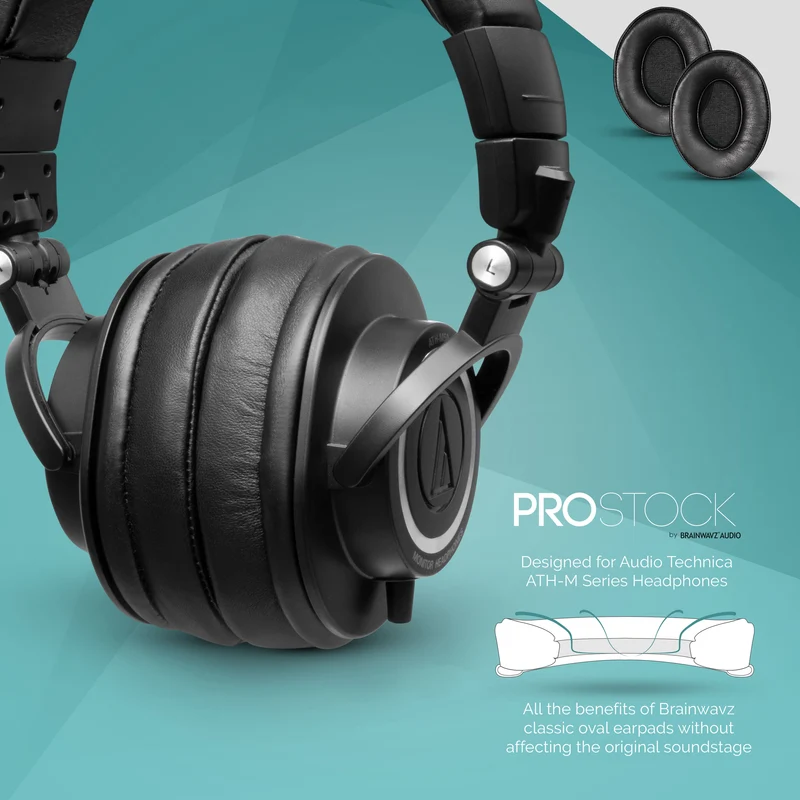 ProStock ATH M50X & M Series Replacement Earpads - Custom Designed Shape na may Memory Foam - Sheepskin Leather