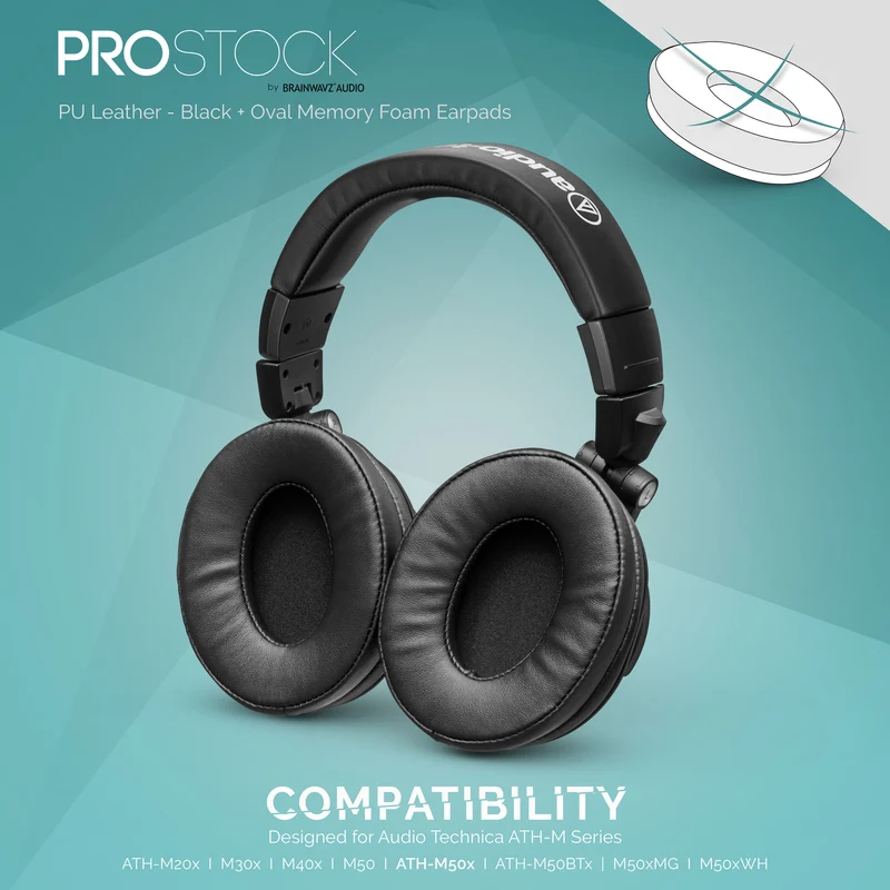 ProStock ATH M50X & M Series Replacement Earpads - Custom Designed Shape na may Memory Foam - PU