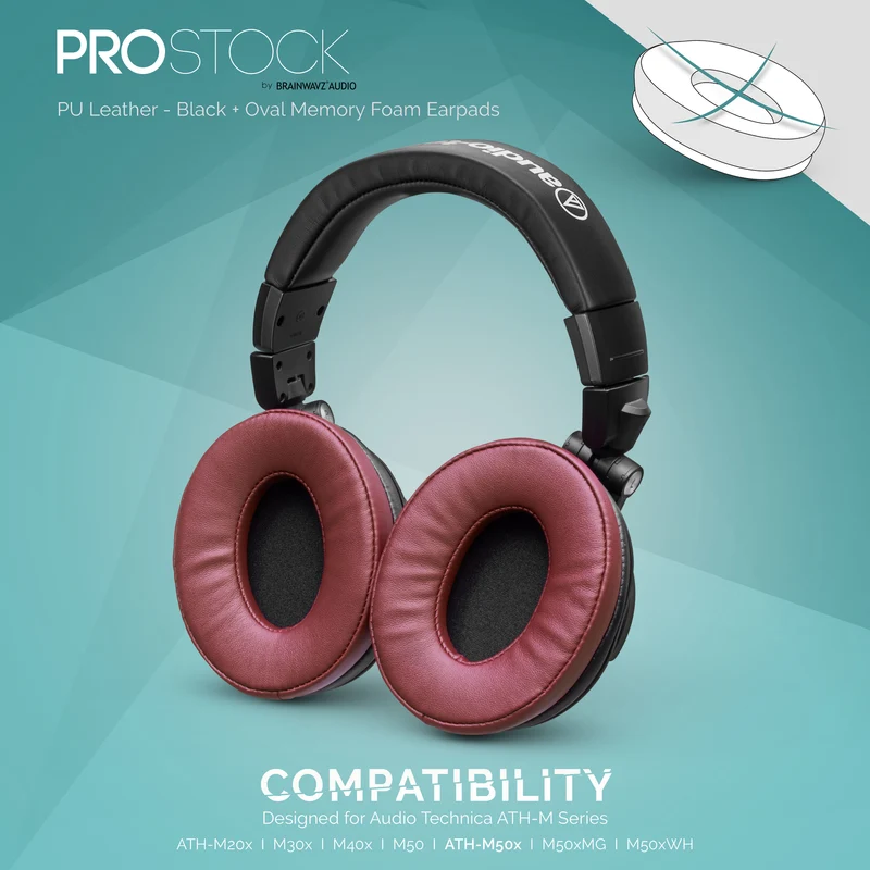 ProStock ATH M50X & M Series Replacement Earpads - Custom Designed Shape na may Memory Foam - PU
