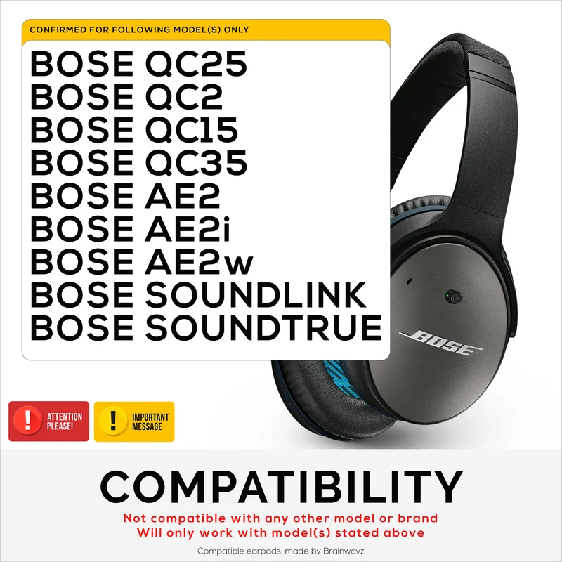 Cuscinetti premium di ricambio BOSE QC25 (compatibili anche con AE2, AE2i, AE2w, SoundLink e SoundTrue)