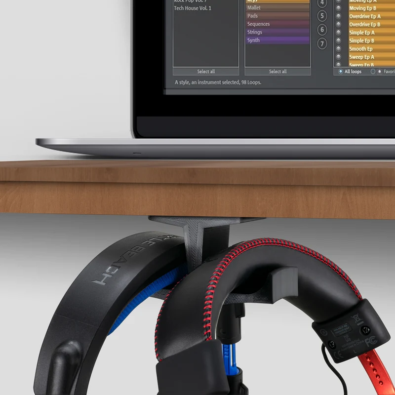 Supporto per doppio supporto per cuffie BigT Under Desk