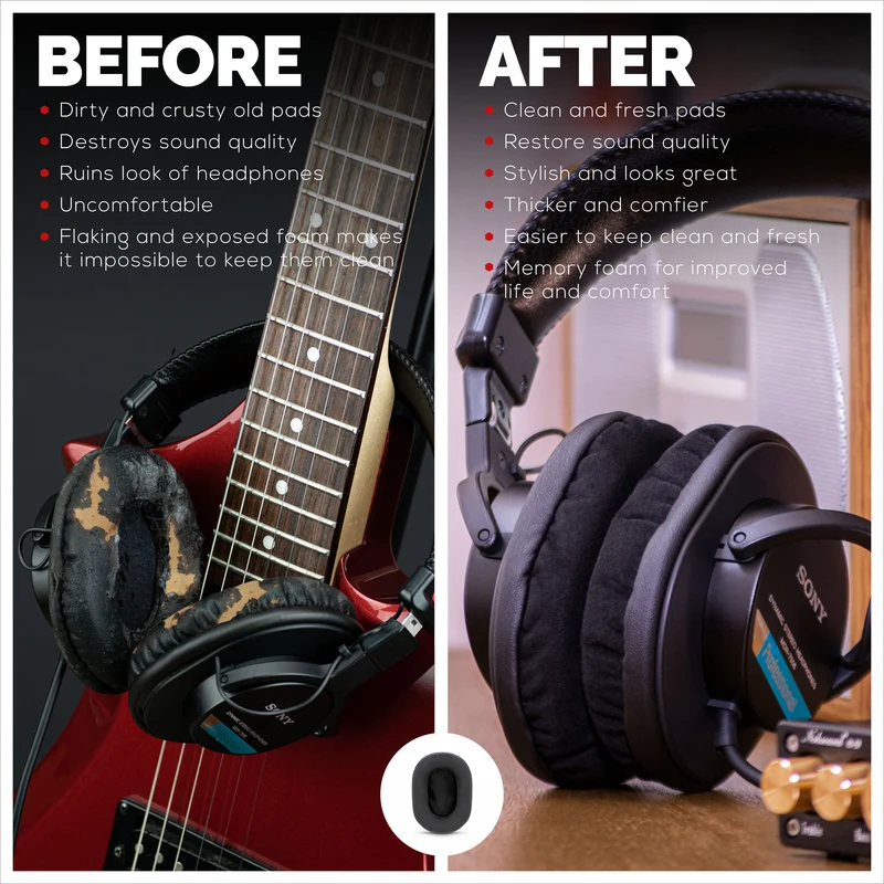 SONY MDR-7506 Cuscinetti di ricambio premium - Micro pelle scamosciata