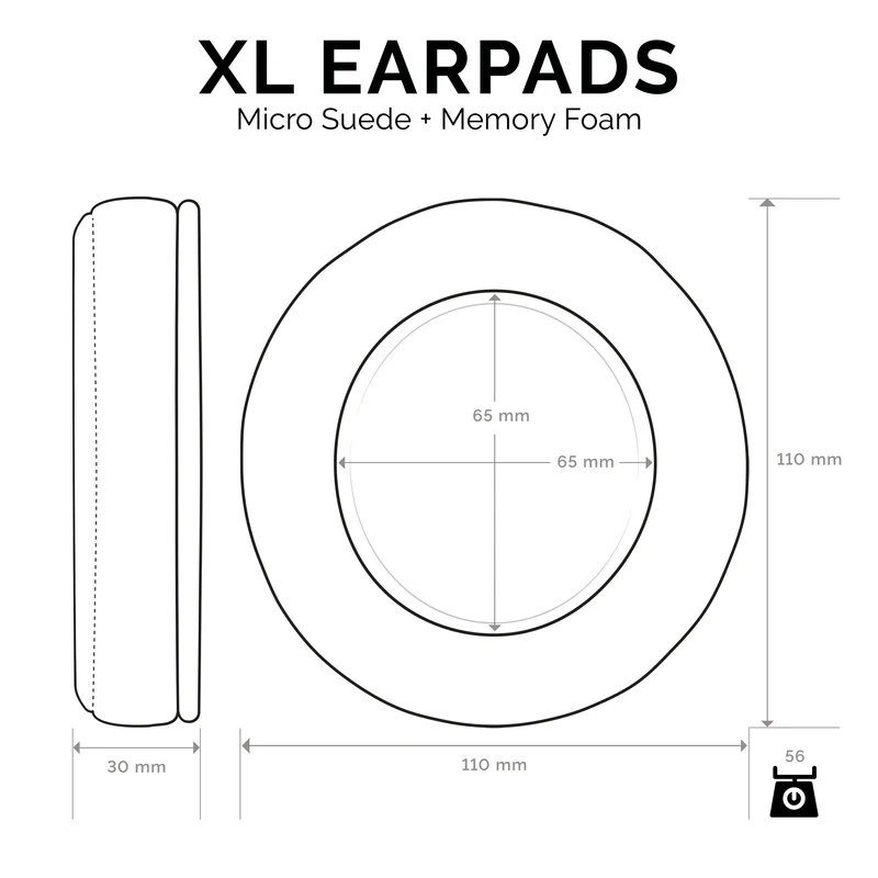Mga Headphone Memory Foam Earpads - XL Size - Micro Suede