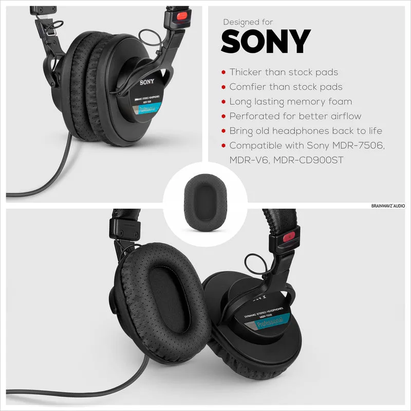SONY MDR-7506 Cuscinetti di ricambio perforati adatti anche per cuffie V6, CD900ST (PERF)