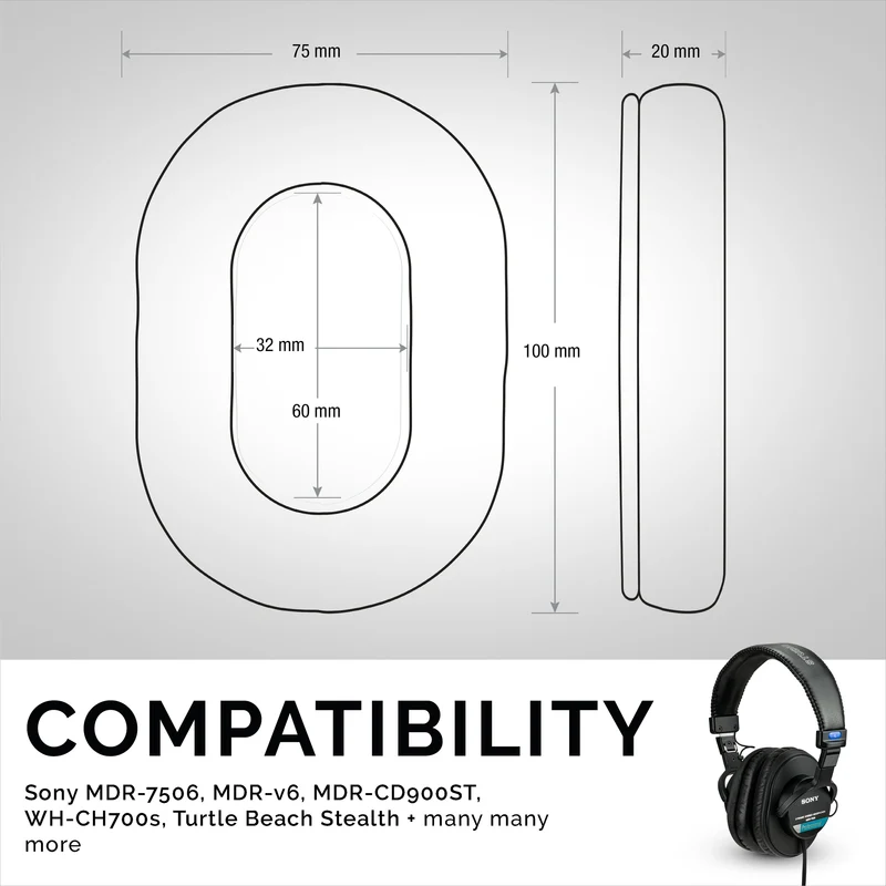 SONY MDR-7506 SHEEPSKIN Leather Replacement Premium Earpads - Angkop din para sa V6, CD900ST Headphones