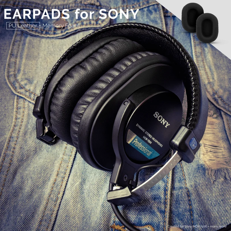 SONY MDR-7506 Replacement Premium Earpads - Angkop din para sa V6, CD900ST Headphones (PU)