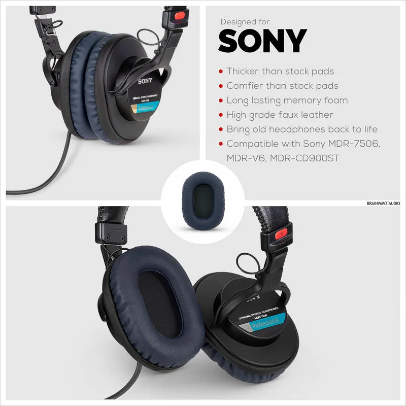 SONY MDR-7506 Replacement Premium Earpads - Angkop din para sa V6, CD900ST Headphones (PU)