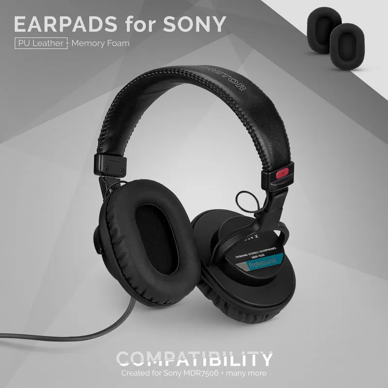 SONY MDR-7506 Replacement Premium Earpads - Angkop din para sa V6, CD900ST Headphones (PU)