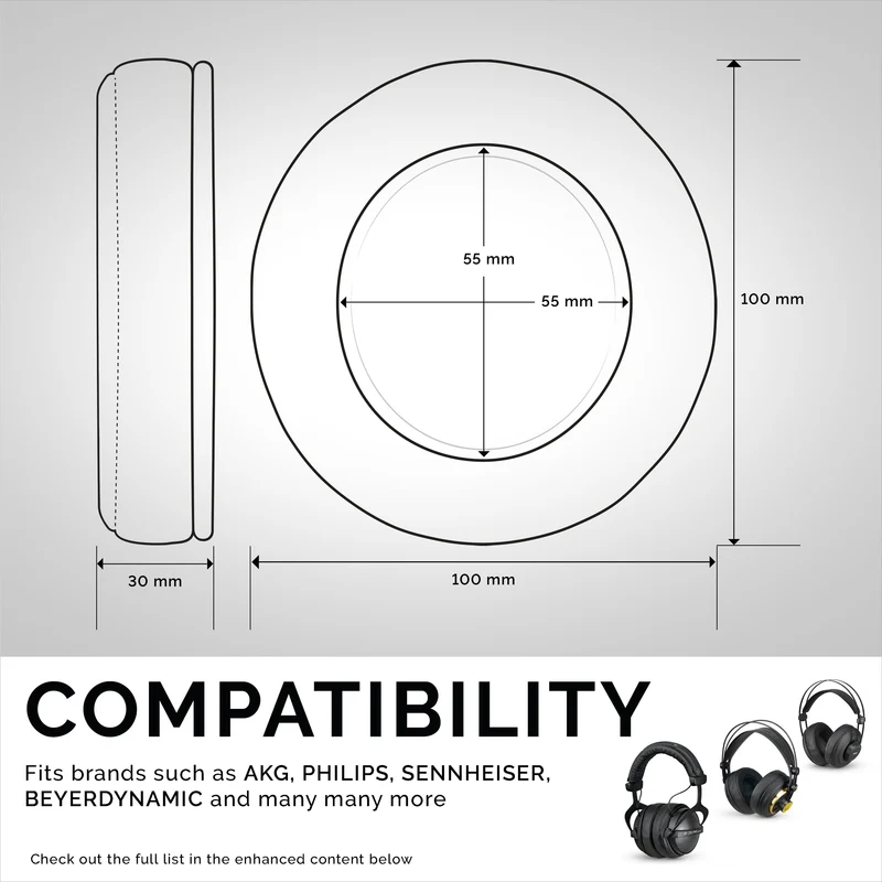 Auricolari in memory foam per cuffie - Rotondi