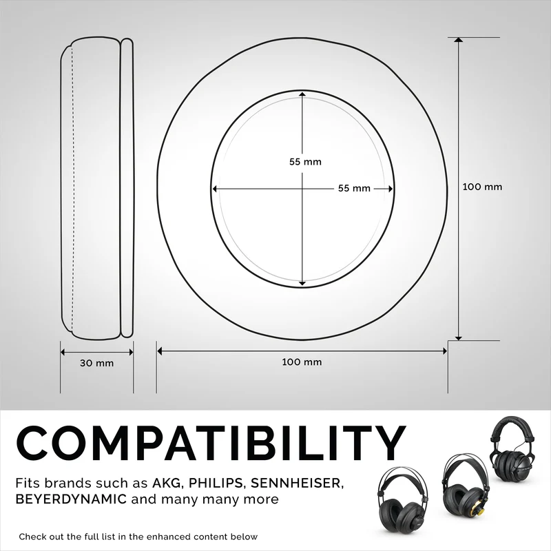 Headphone Memory Foam Earpads - Bilog - Balat ng Balat ng Tupa