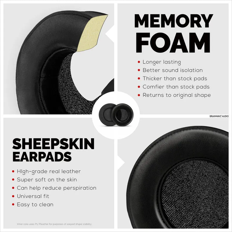 Headphone Memory Foam Earpads - Bilog - Balat ng Balat ng Tupa