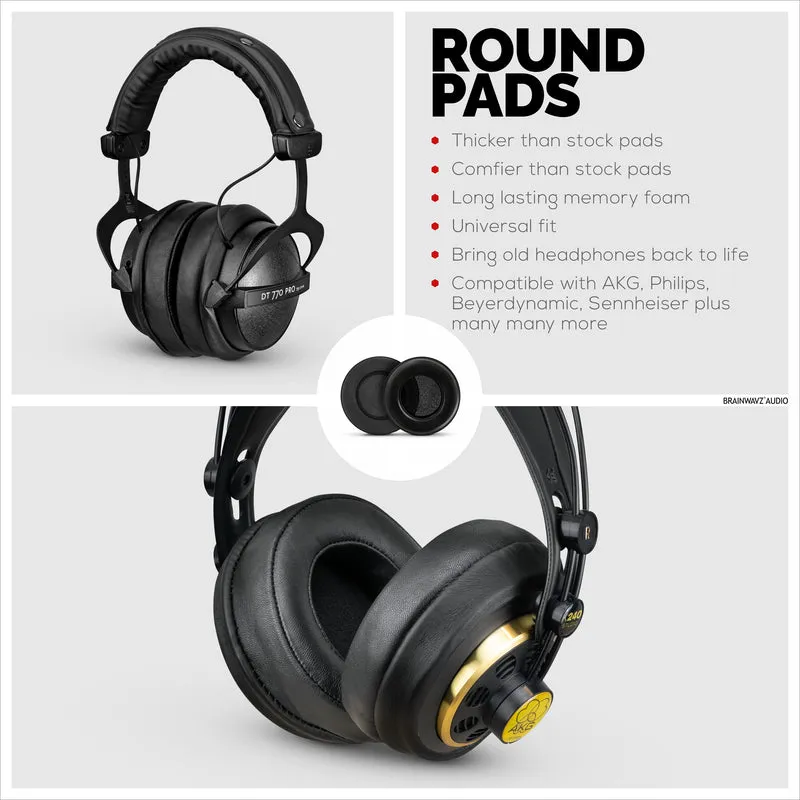 Headphone Memory Foam Earpads - Bilog - Balat ng Balat ng Tupa