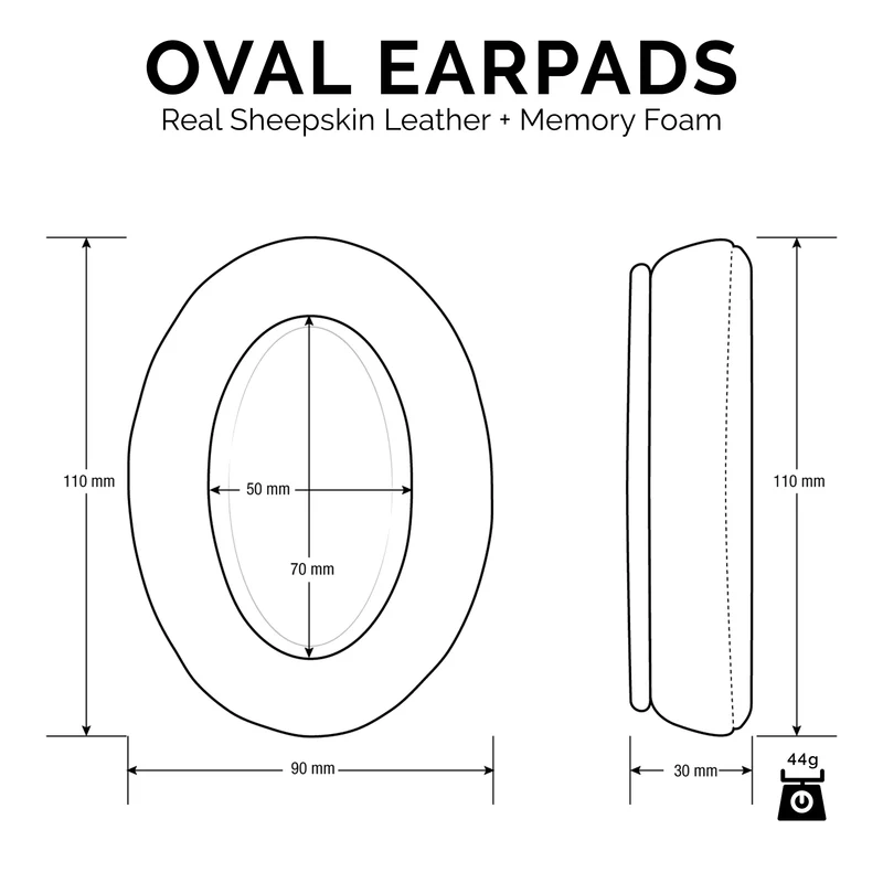 Auricolari Memory Foam per cuffie - Ovali - Pelle di montone