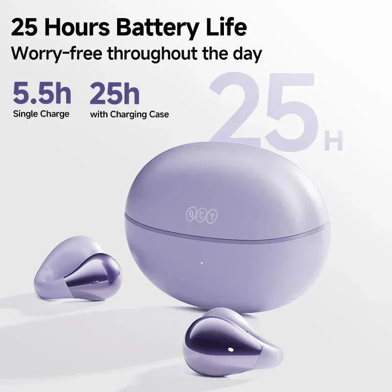 QCY Crossky C30 Open-Ear Clip Earbuds ,25 Hours of Playtime