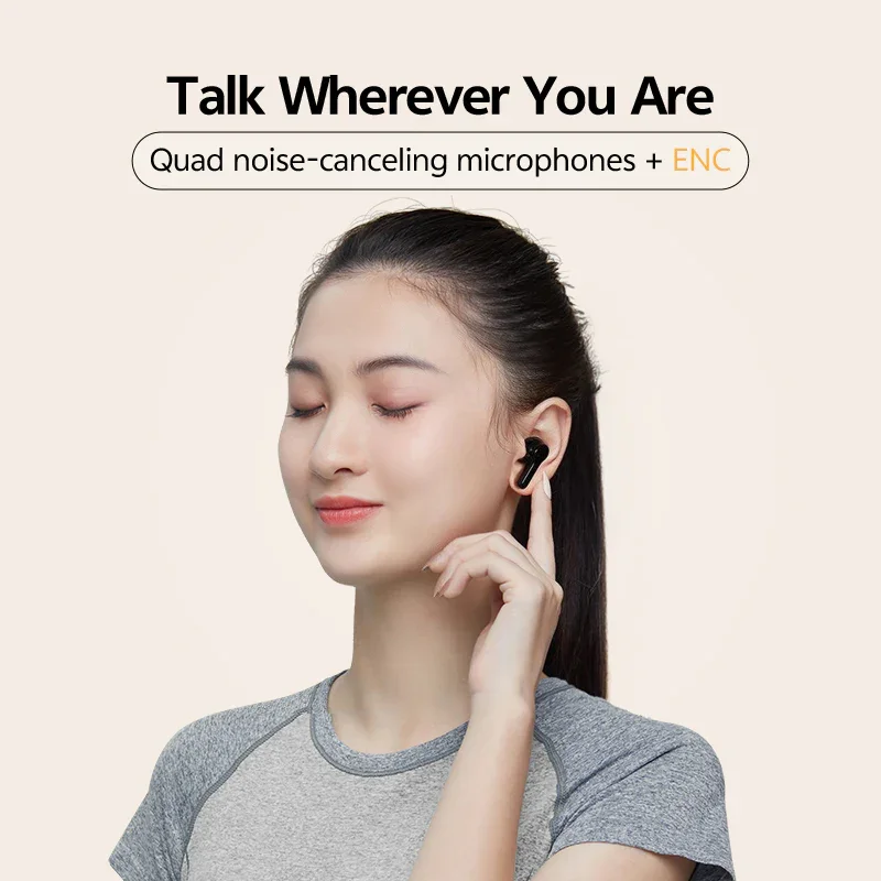 QCY T13 True Wireless Earbuds, ENC Noise Cancelling, 40H Playtime