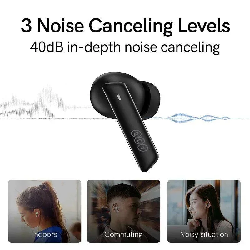 QCY MeloBuds ANC Wireless Earbuds, 40dB Hybrid ANC, 30H Playtime